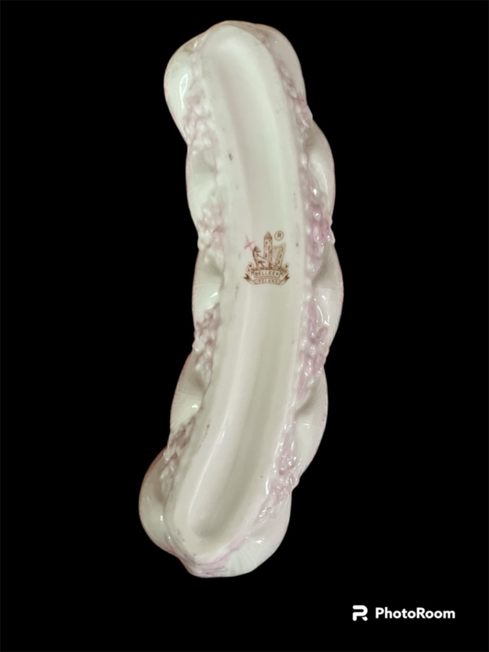 Belleck Porcelain Floral Bonbon Dish in White with Pink Accents